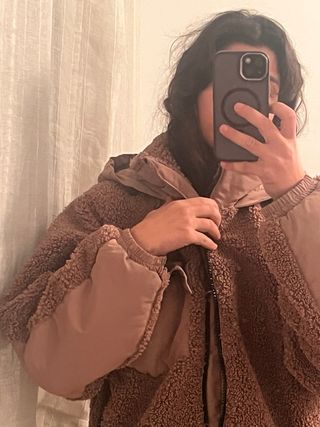 Abrigo Zara borreguito rosa Talla M