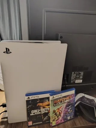 Consola PlayStation 5 Blanca Con mando dos juegos