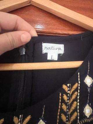 Vestido Natura Azul y Dorado Talla L