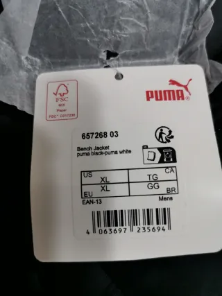 Chaqueta acolchada Puma negra hombre