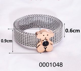 Anillo Malla Acero Inoxidable Plateado