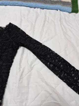 Top encaje manga larga negro T38