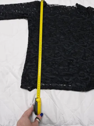 Top encaje manga larga negro T38