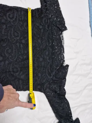 Top encaje manga larga negro T38