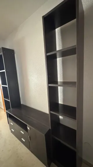 Mueble de salón madera oscuro negro ceniza
