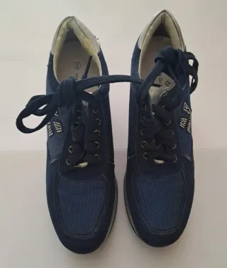 Scarpe donna zeppa blu/argento tg.38