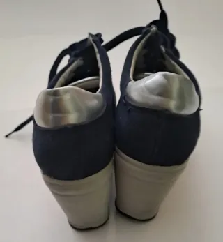 Scarpe donna zeppa blu/argento tg.38