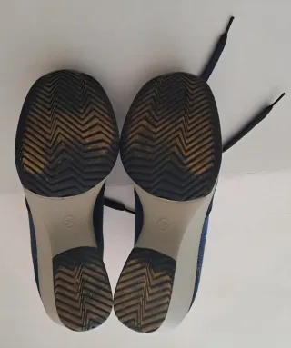 Scarpe donna zeppa blu/argento tg.38