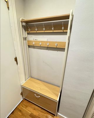 Perchero Zapatero Blanco Metal y Madera