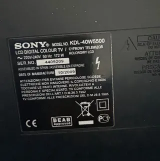 Televisor Sony Negro 40 pulgadas