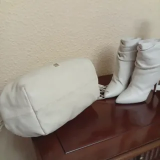 Bolso Piel Blanco Roto Purificación García