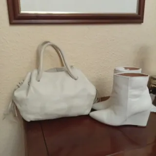 Bolso Piel Blanco Roto Purificación García