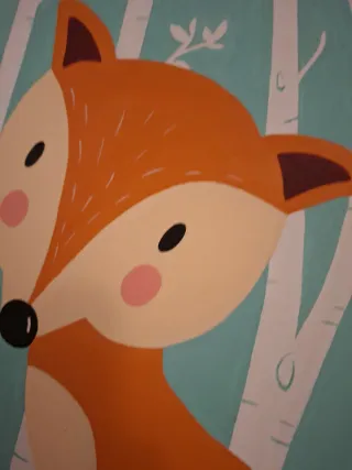 3 Cuadros Infantiles Óleo Zorro