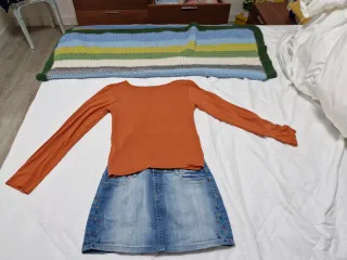 Top naranja manga larga