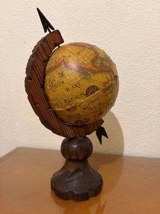 Globo Terráqueo Vintage Madera