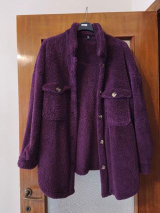 Cappotto Teddy Viola Spalle Cadenti