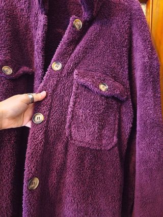 Cappotto Teddy Viola Spalle Cadenti