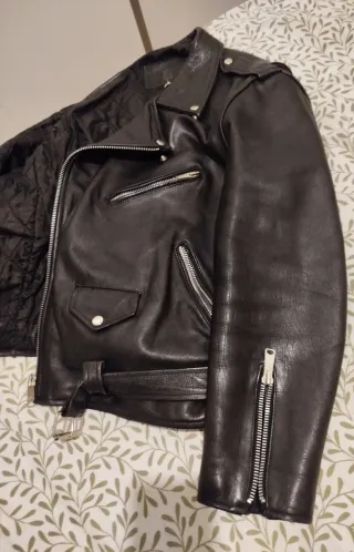Chaqueta de cuero negra para hombre