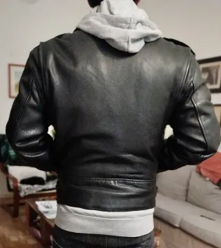 Chaqueta de cuero negra para hombre
