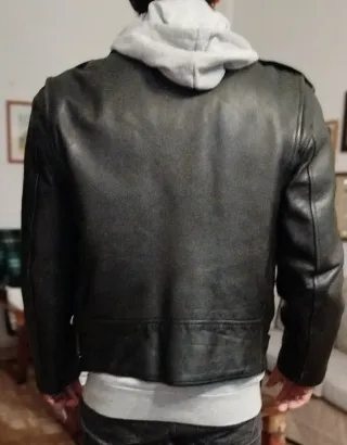 Chaqueta de cuero negra para hombre