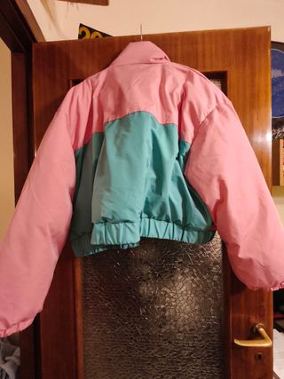 Bomber vintage anni 90 rosa e verde acqua
