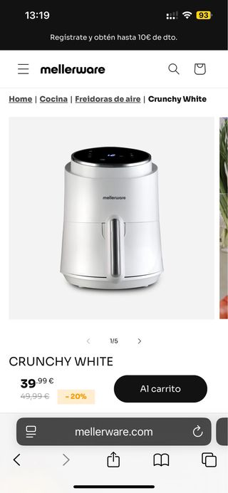 Freidora de aire Mellerware Crunchy Blanca