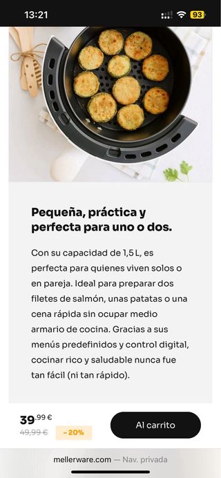 Freidora de aire Mellerware Crunchy Blanca