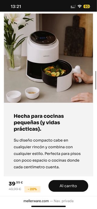 Freidora de aire Mellerware Crunchy Blanca