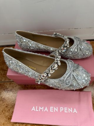 Bailarinas Alma en Pena Tweed Plata T39