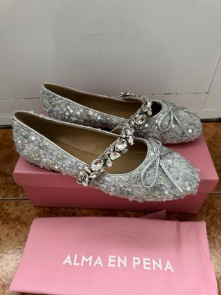Bailarinas Alma en Pena Tweed Plata T39