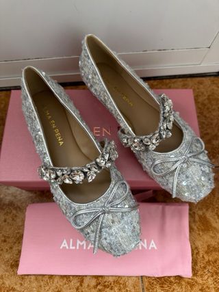 Bailarinas Alma en Pena Tweed Plata T39