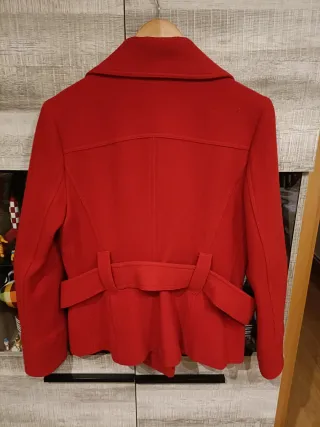 Abrigo paño mujer rojo