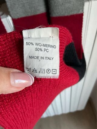 Sciarpone Vintage a Righe Rosse Nere Grigie