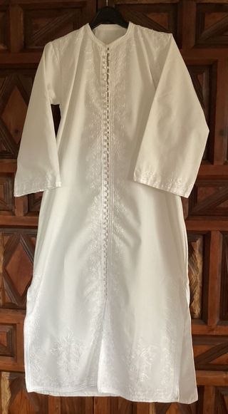 Chilaba larga algodon festiva bordada