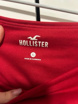 Top Rojo Hollister sin Tirantes Manga Larga