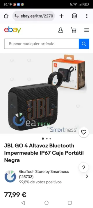 Altavoz JBL GO 4 Negro Impermeable IP67
