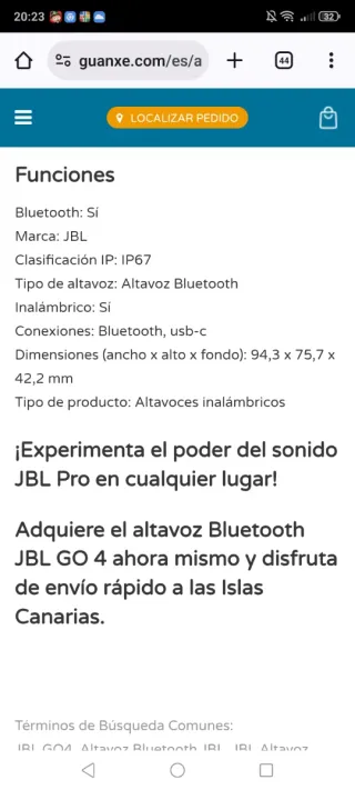 Altavoz JBL GO 4 Negro Impermeable IP67