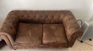 Sofá Chesterfield 2 Plazas Ante Vintage Marrón