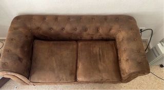 Sofá Chesterfield 2 Plazas Ante Vintage Marrón