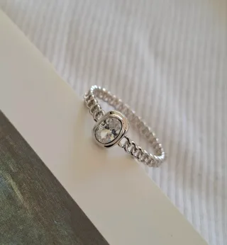 Anillo Plata Ley Oval Zirconia