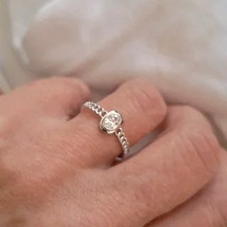 Anillo Plata Ley Oval Zirconia