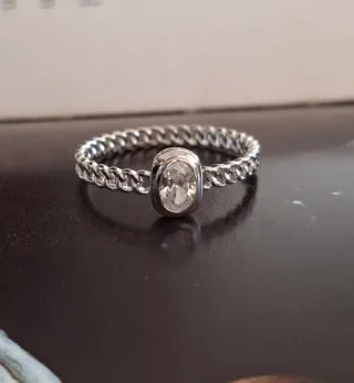 Anillo Plata Ley Oval Zirconia