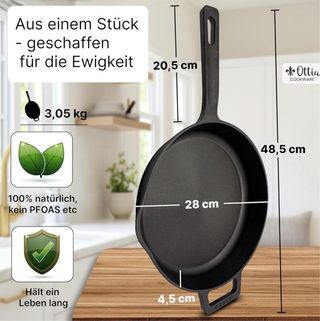 Sartén de hierro fundido puro 28 cm