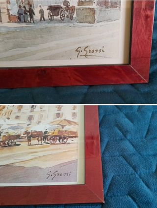 Coppia stampe acquarelli vecchia Milano