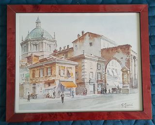 Coppia stampe acquarelli vecchia Milano