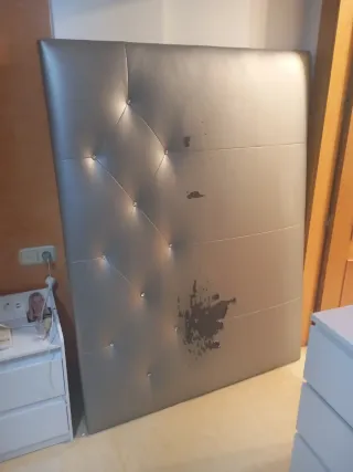 Cabecero de matrimonio polipiel gris