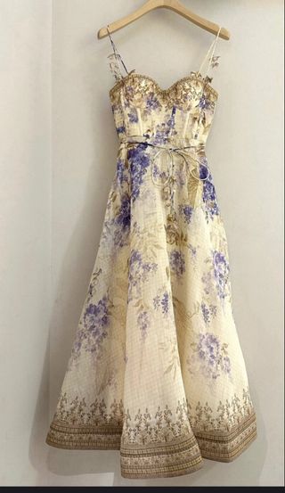 Vestido Zimmermann floral beige y morado