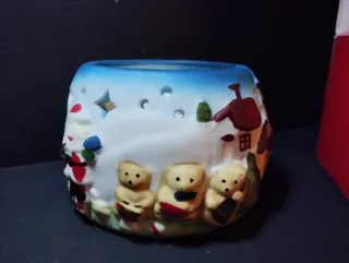 Portacandele Natale Ceramica Decorato