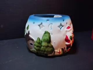 Portacandele Natale Ceramica Decorato