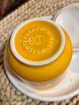 Taza infusión de porcelana, plato, colador y tapa